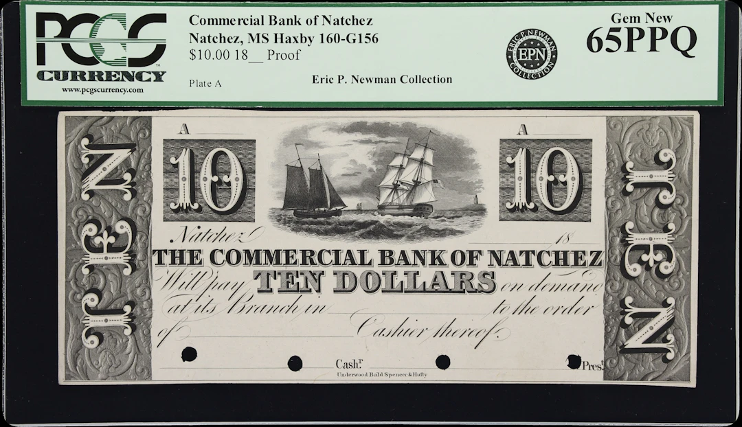 Natchez, Mississippi. Commercial Bank of Natchez. 18xx $10. PCGS Currency