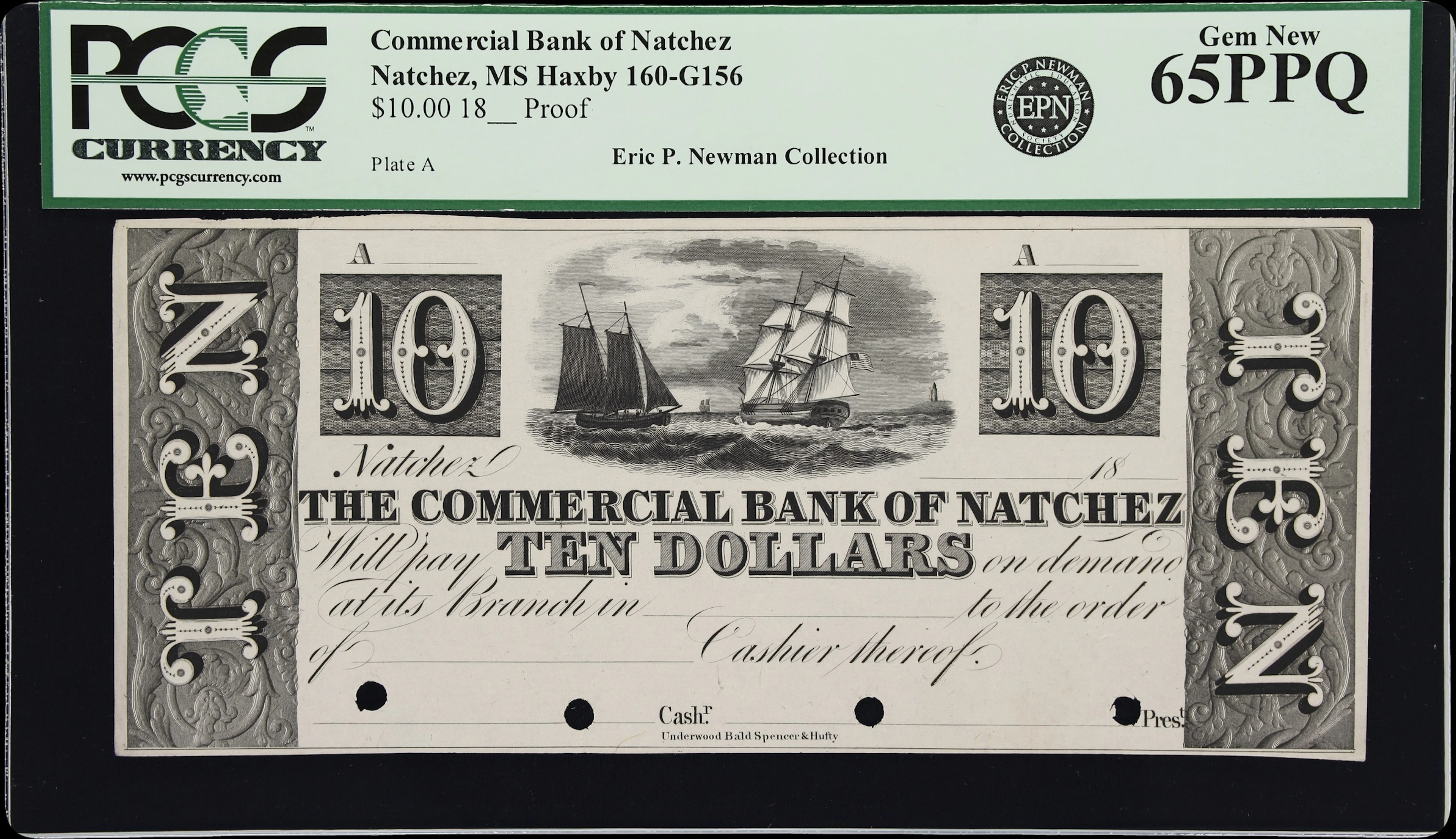 Natchez, Mississippi. Commercial Bank of Natchez. 18xx $10. PCGS Currency
