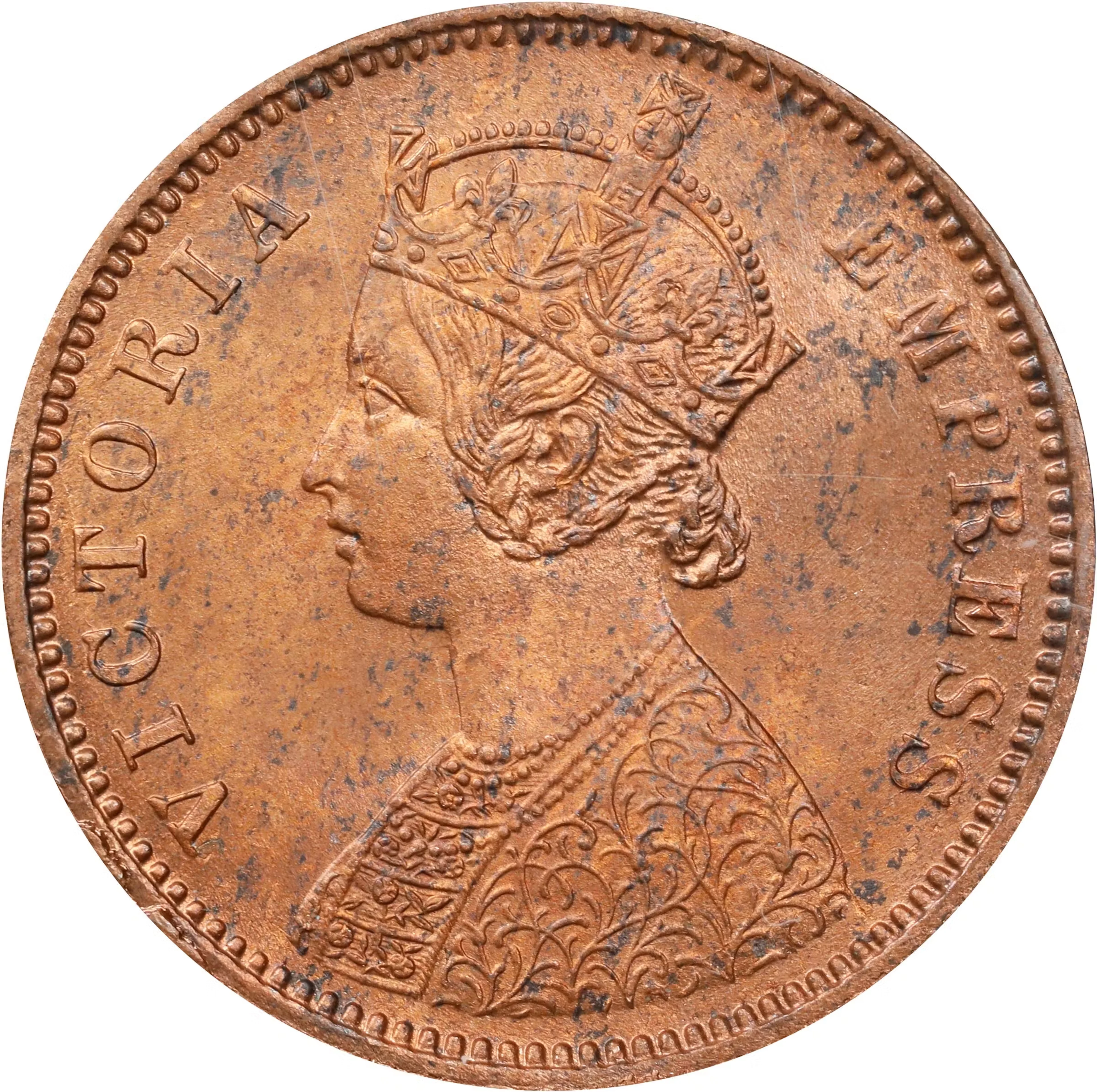 INDIA. 1/4 Anna, 1880-C. Calcutta Mint. Victoria. PCGS MS-64 Red Brown.