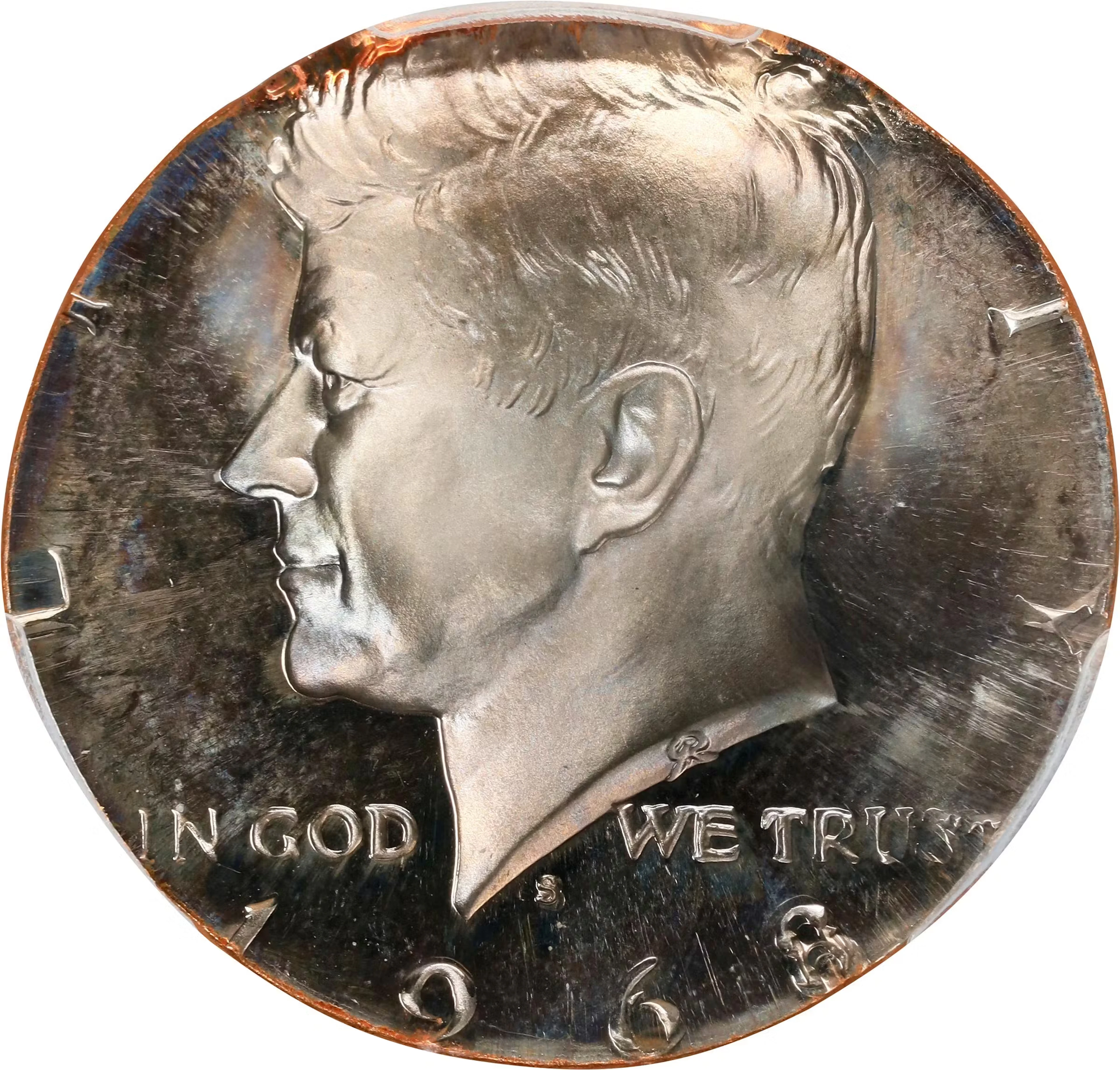 1968-S Kennedy Half Dollar. Struck on a Copper-Nickel Clad Quarter