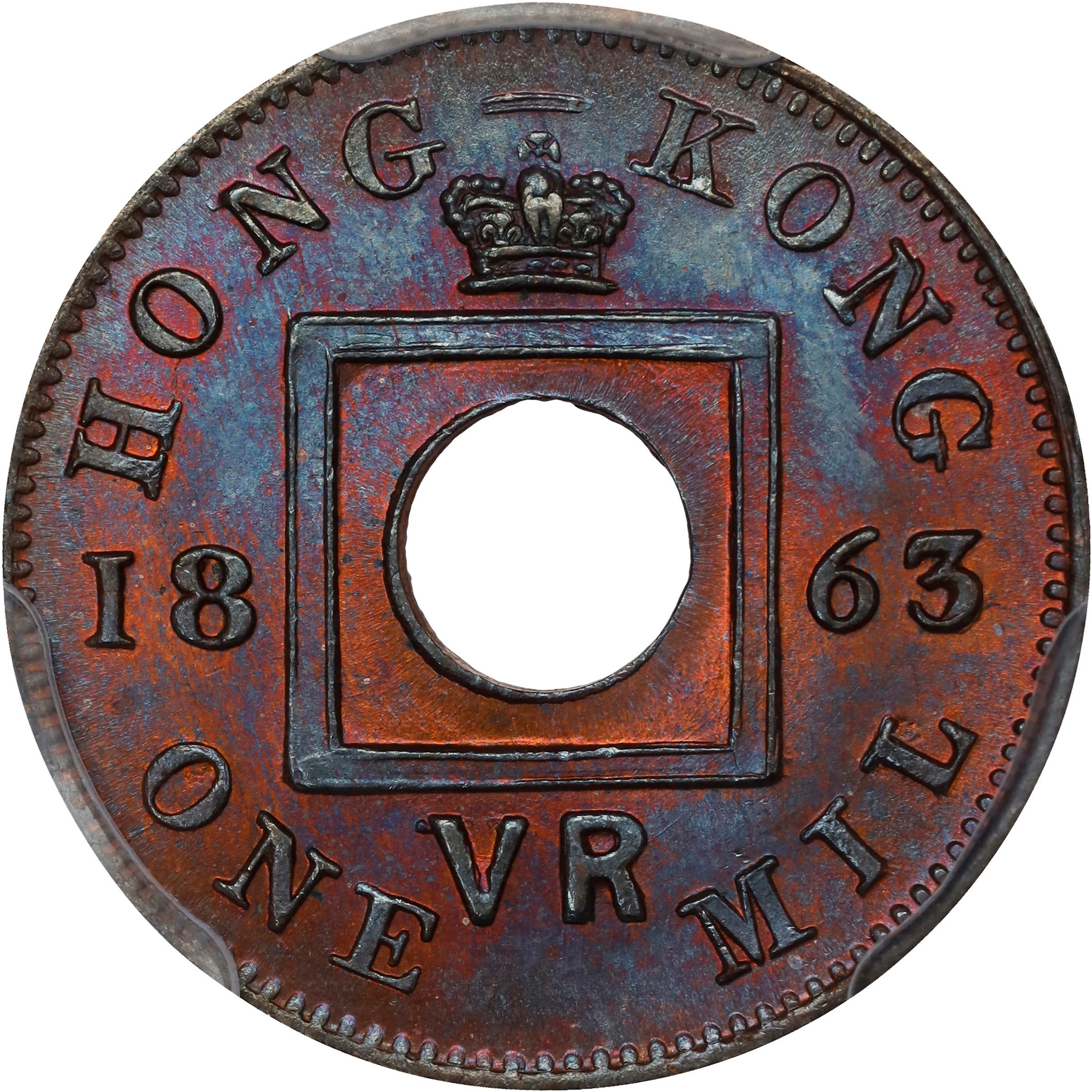 (t) HONG KONG (SAR). Mil, 1863. London Mint. Victoria. PCGS MS-66 Red Brown.