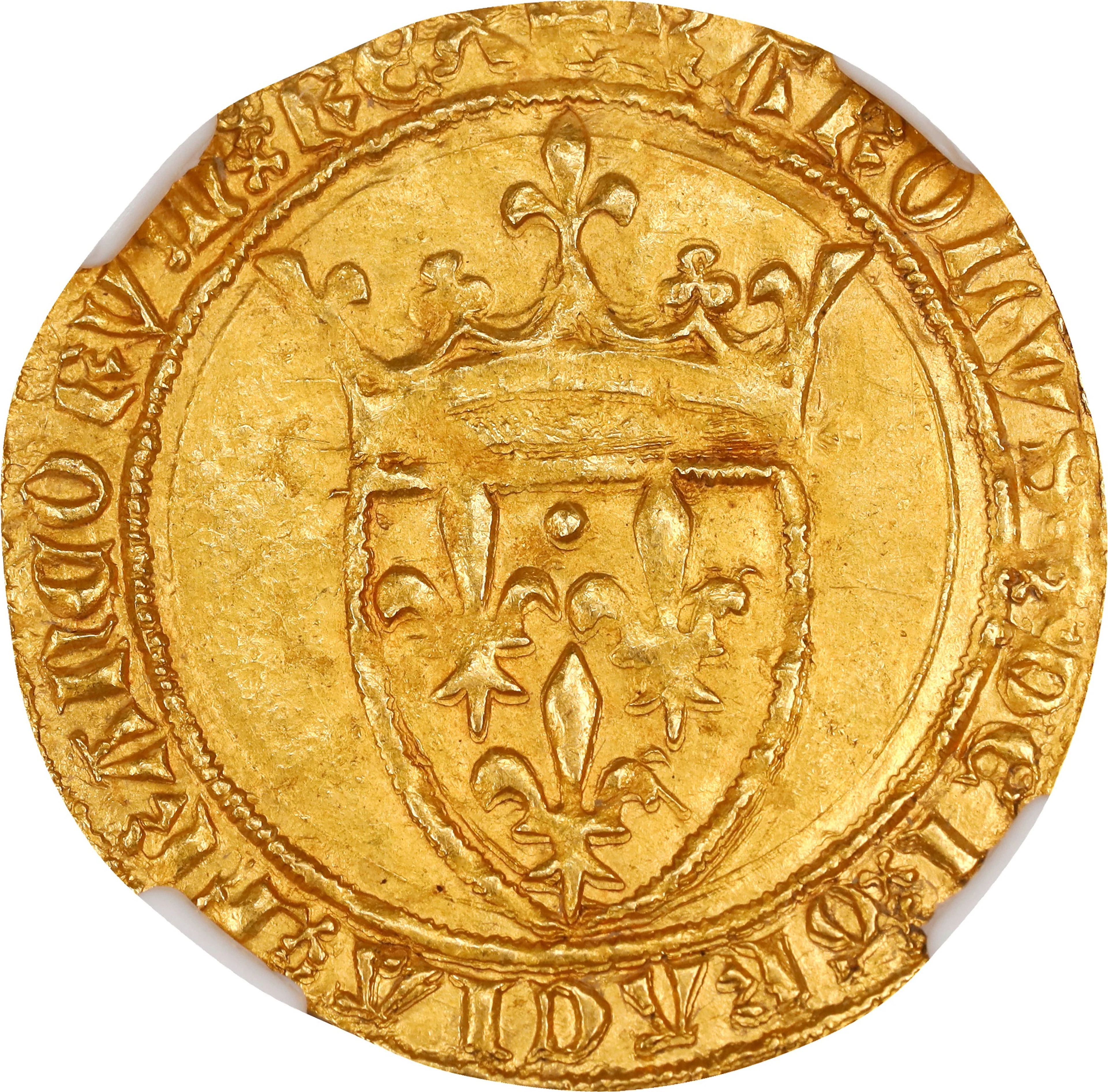 FRANCE. Ecu d'Or, ND (1380-1422). Charles VI. NGC MS-64.