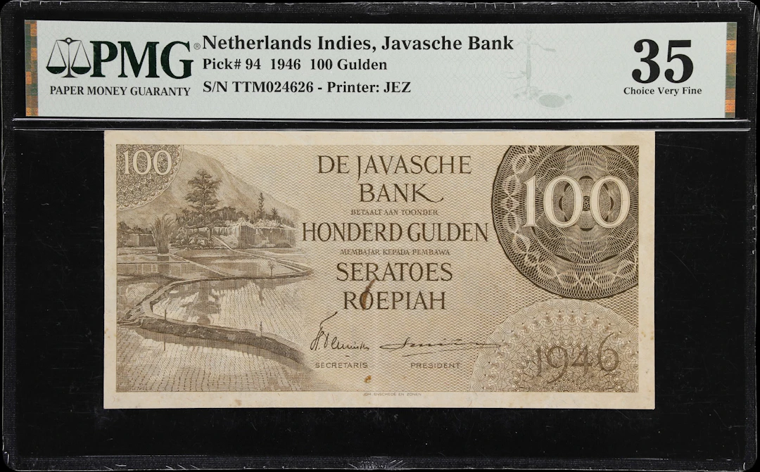 NETHERLANDS INDIES. Javasche Bank. 100 Gulden, 1946. P-94. PMG Choice