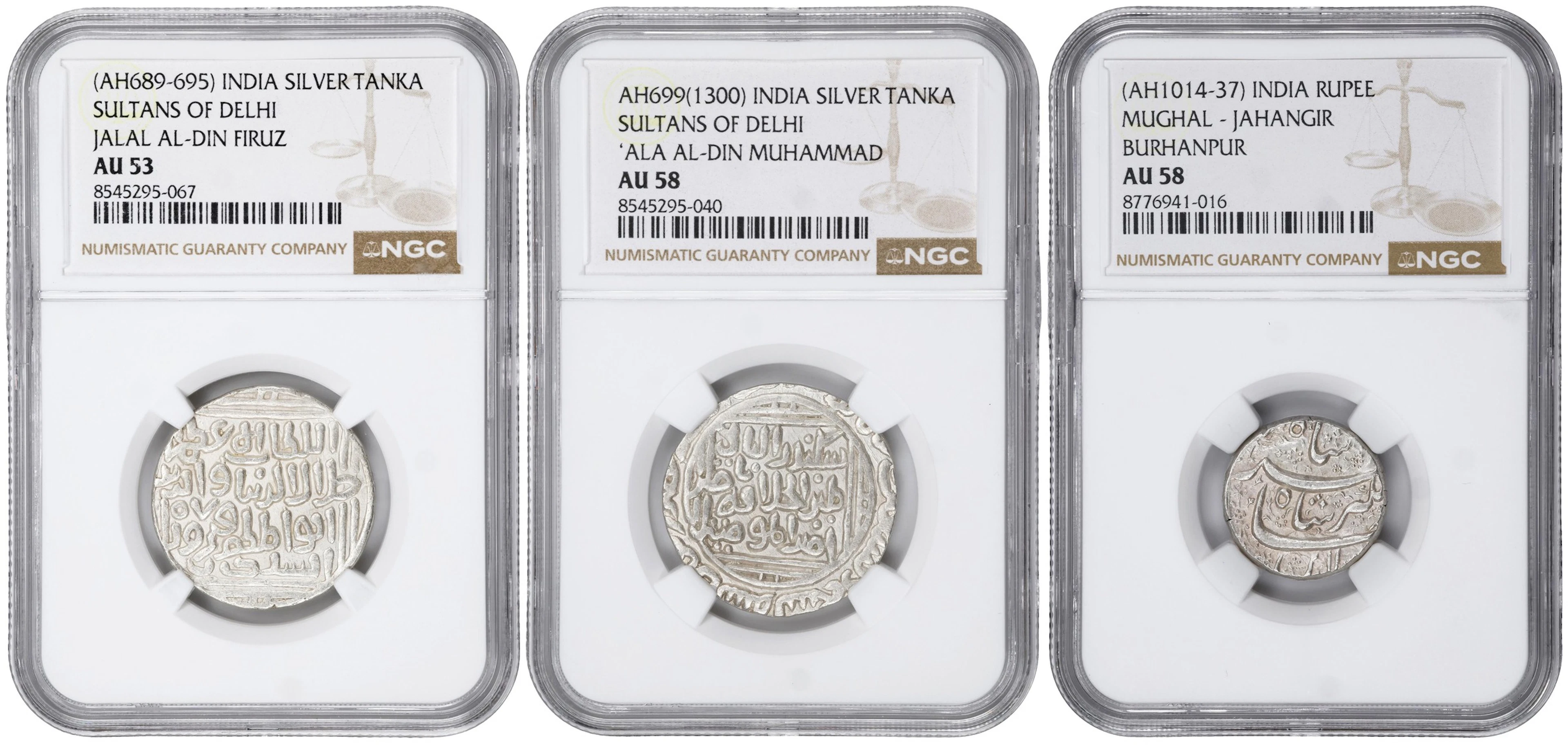 INDIA. Trio of Silver Denominations, 1290-1616. All NGC Certified.
