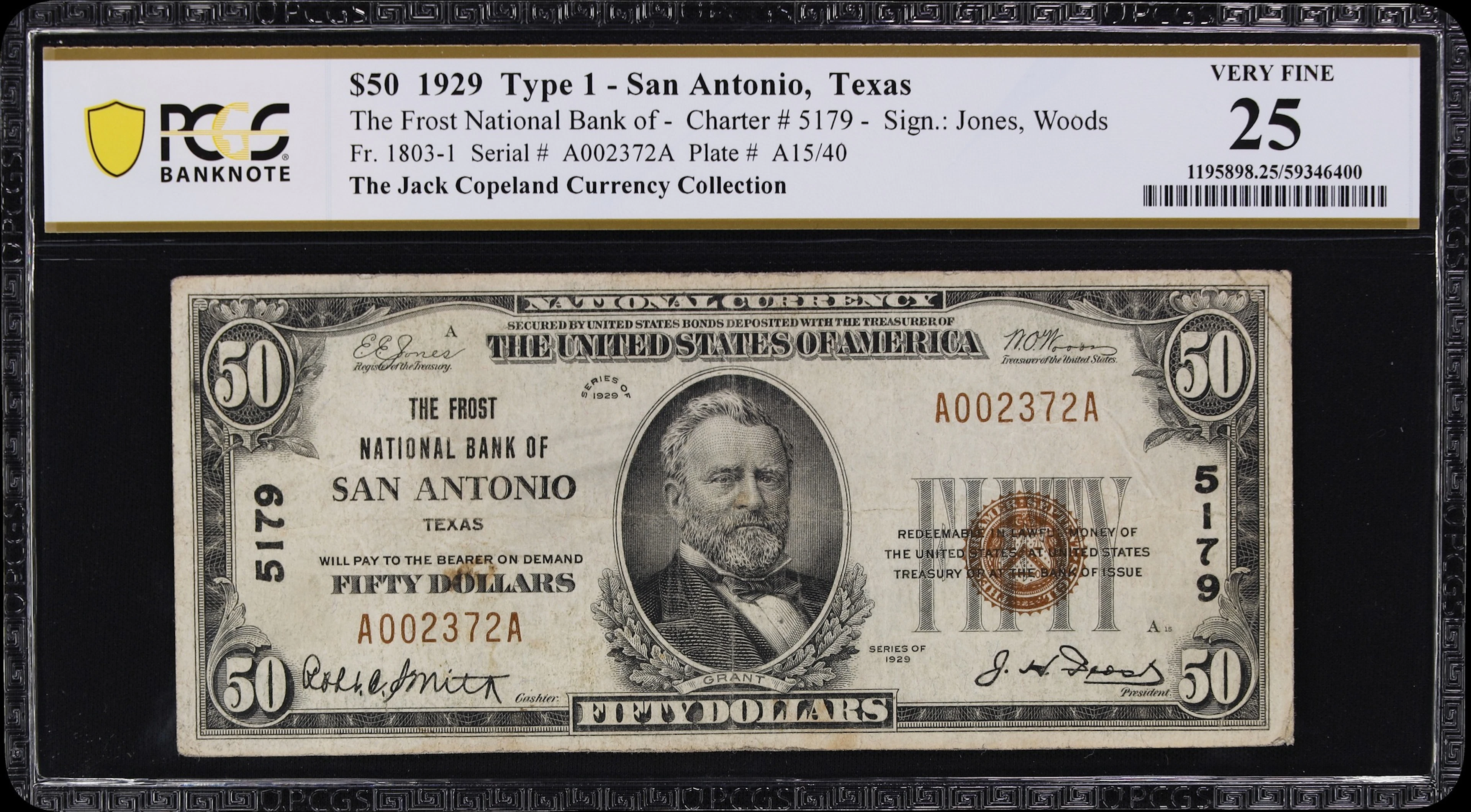 San Antonio, Texas. $50 1929 Ty. 1. Fr. 1803-1. Frost NB. Charter