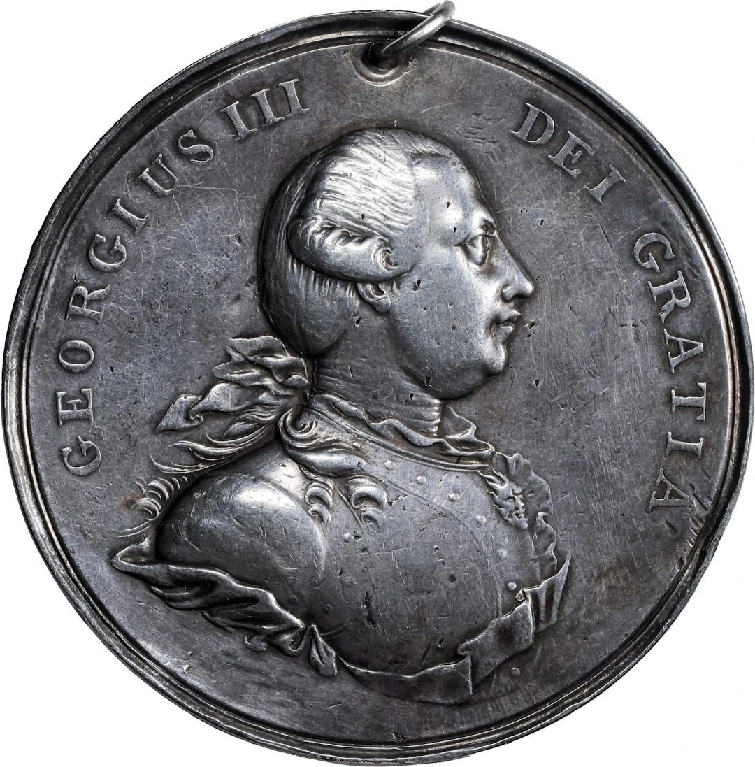 Undated (1776-1814) George III Indian Peace Medal. Solid Struck Silver.