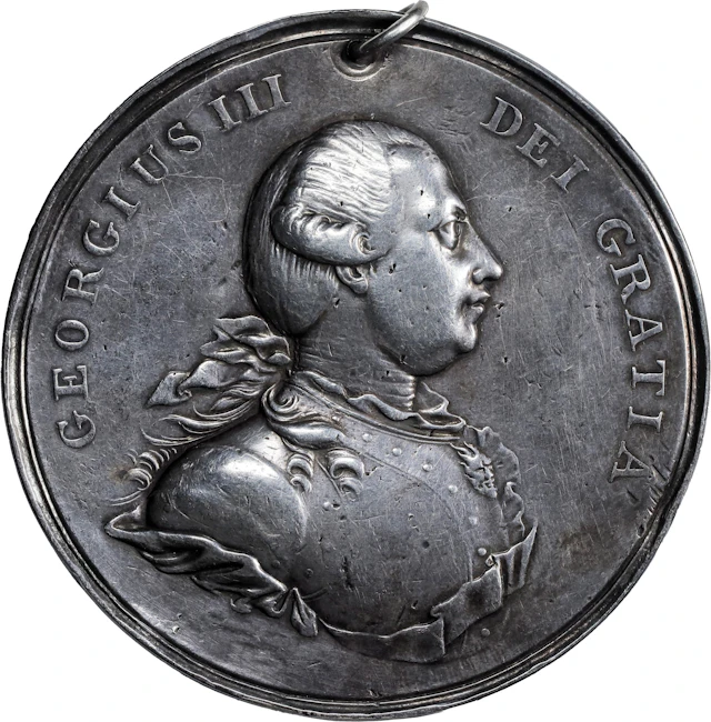 Undated (1776-1814) George III Indian Peace Medal. Solid Struck Silver.