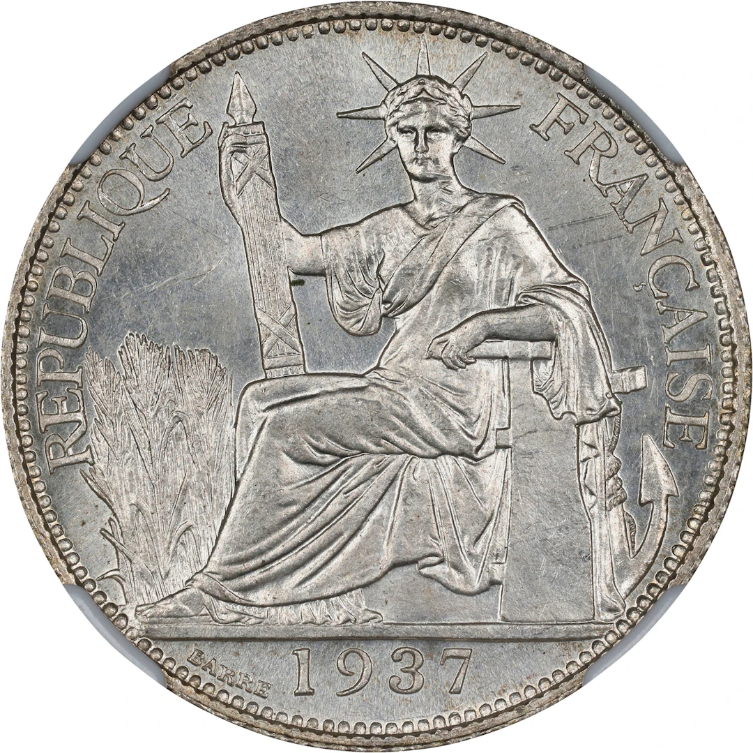 FRENCH INDO-CHINA. 20 Centimes, 1937. Paris Mint. NGC MS-64.