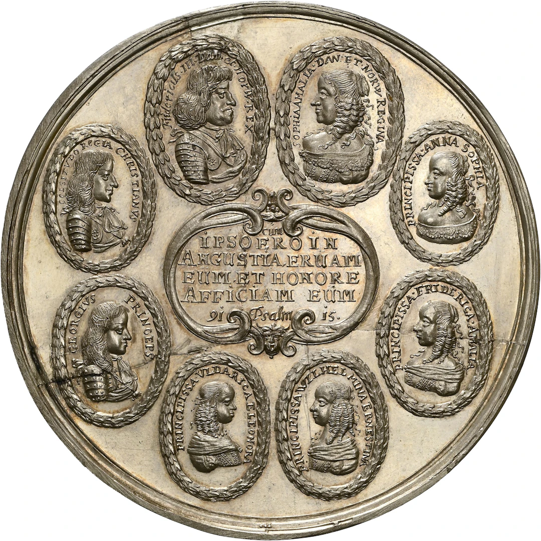 DENMARK. The Peace of 1660 and the Royal Family Restrike Silver Medal