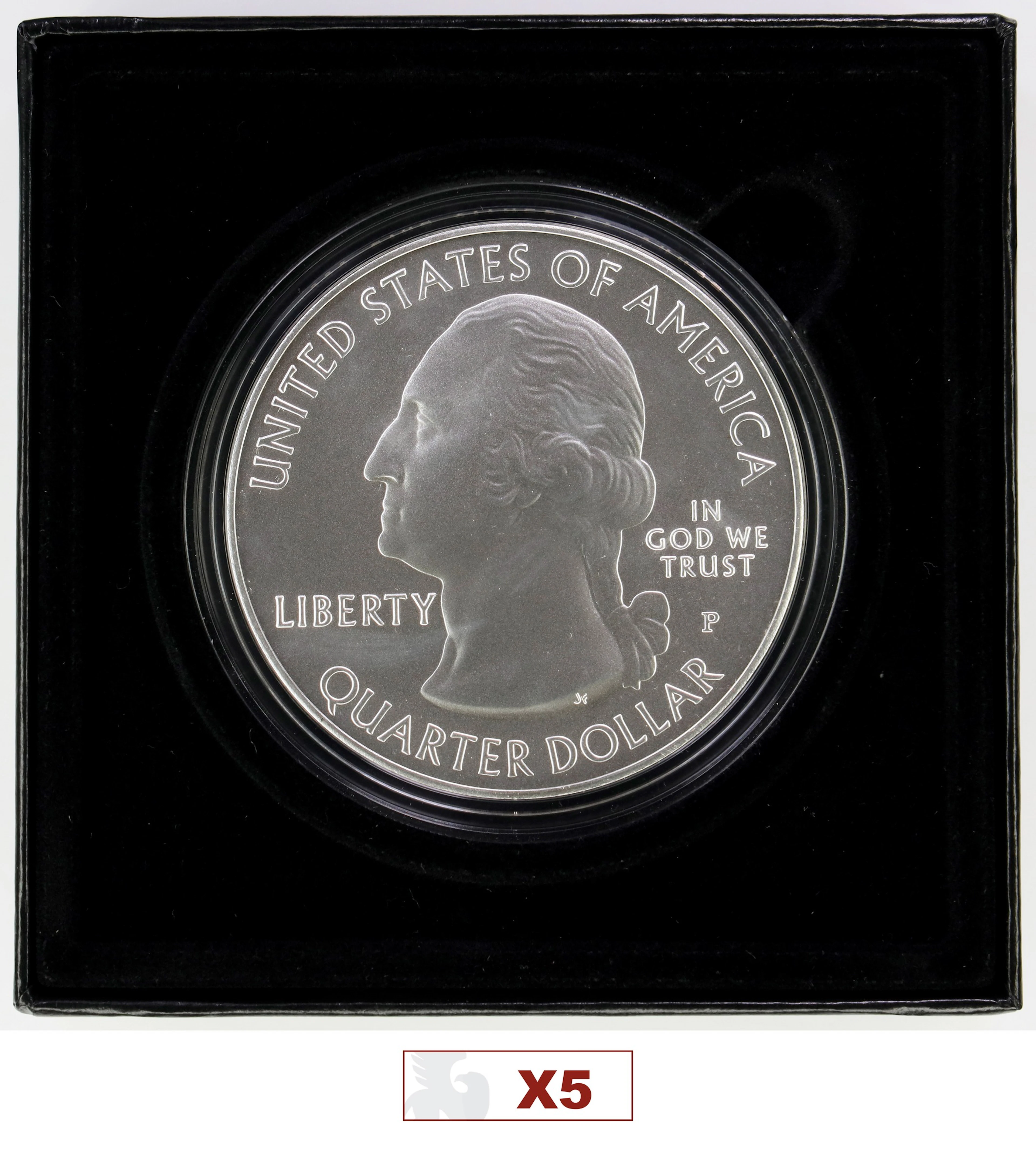 (25 oz, 777.6 g ASW). Lot of (5) 2012 America the Beautiful 5 oz Silver