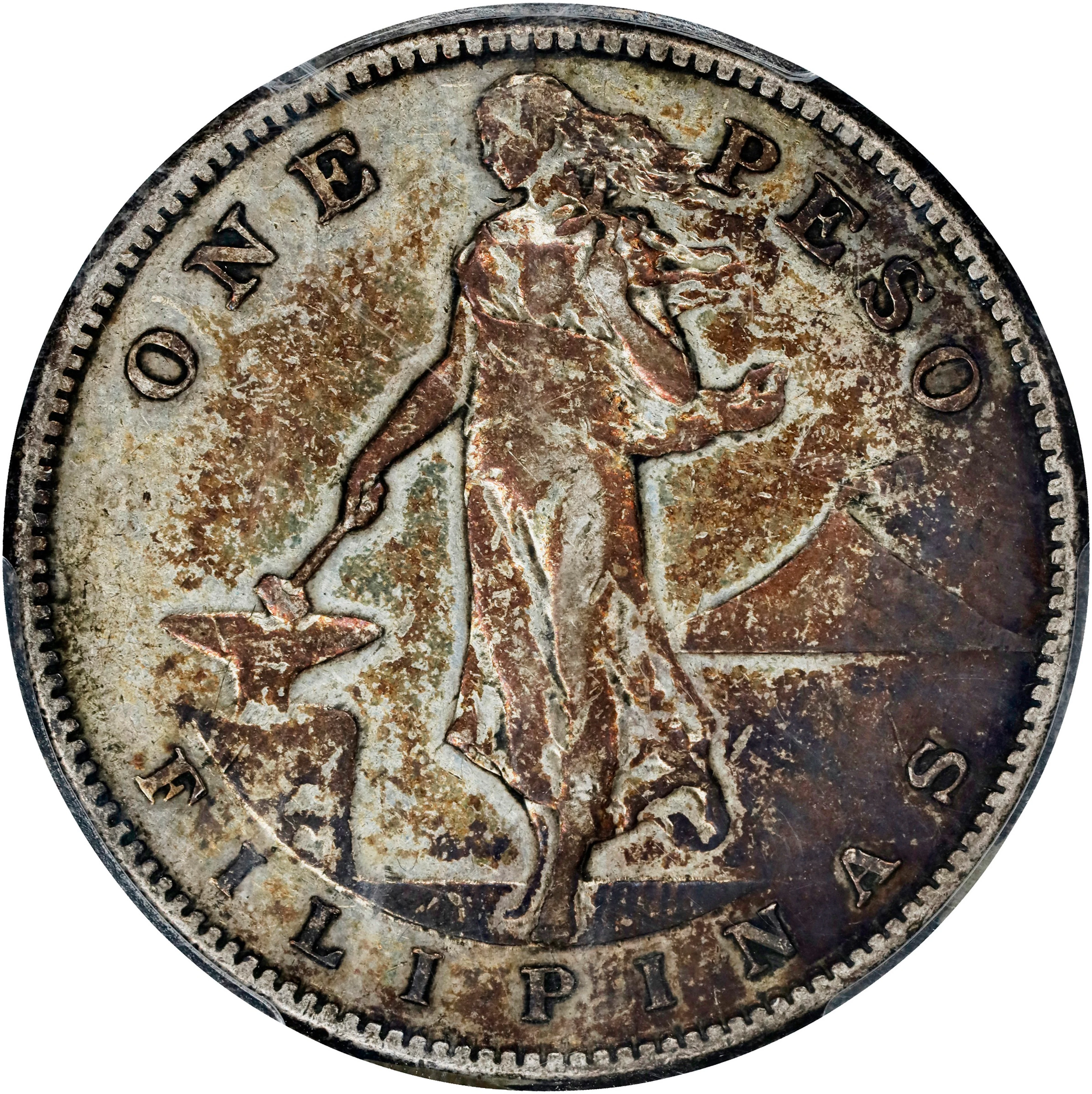 PHILIPPINES. Peso, 1907-S. San Francisco Mint. PCGS Genuine--Tooled