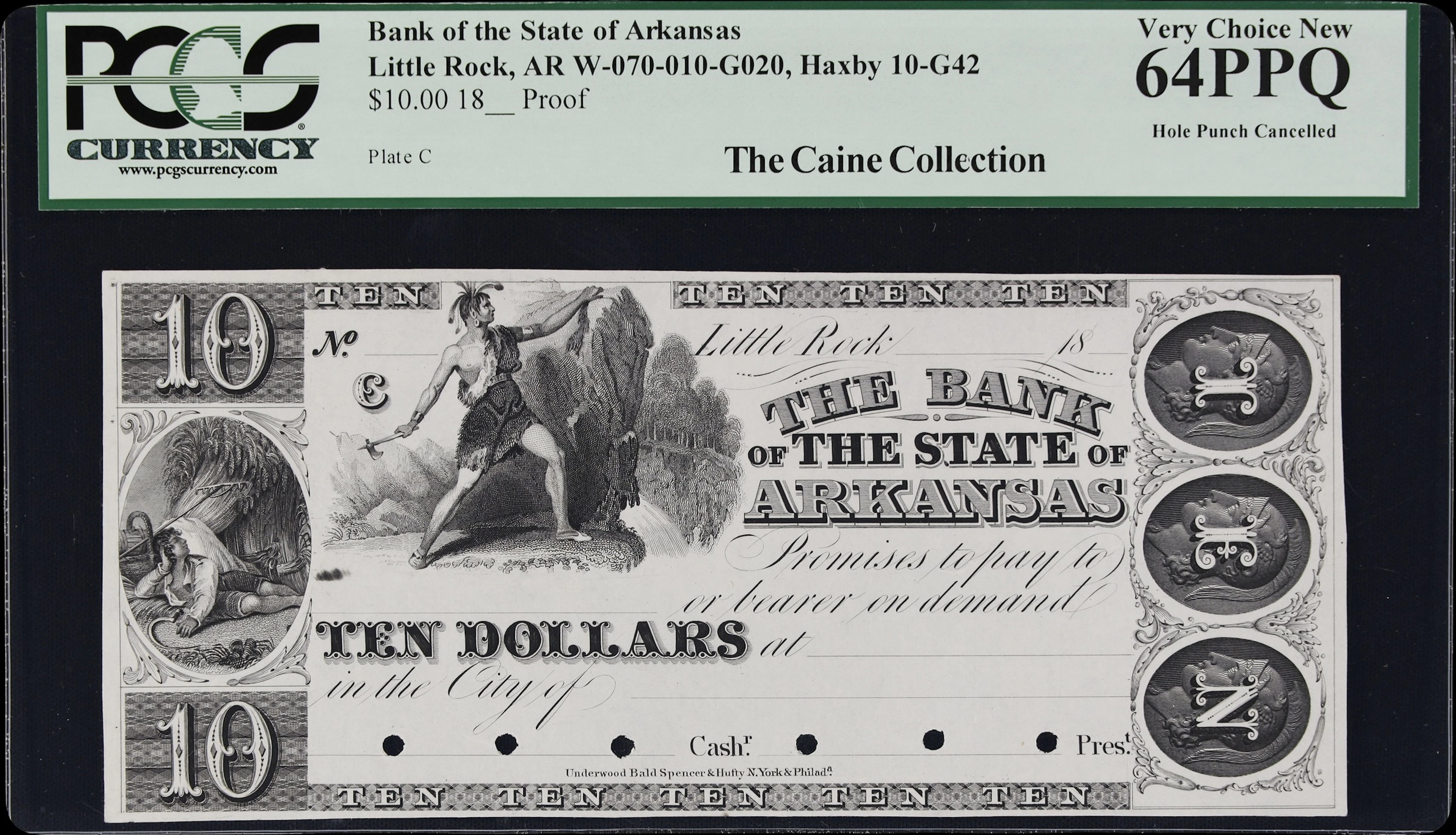 Little Rock, Arkansas. Bank of the State of Arkansas. 18xx $10. PCGS