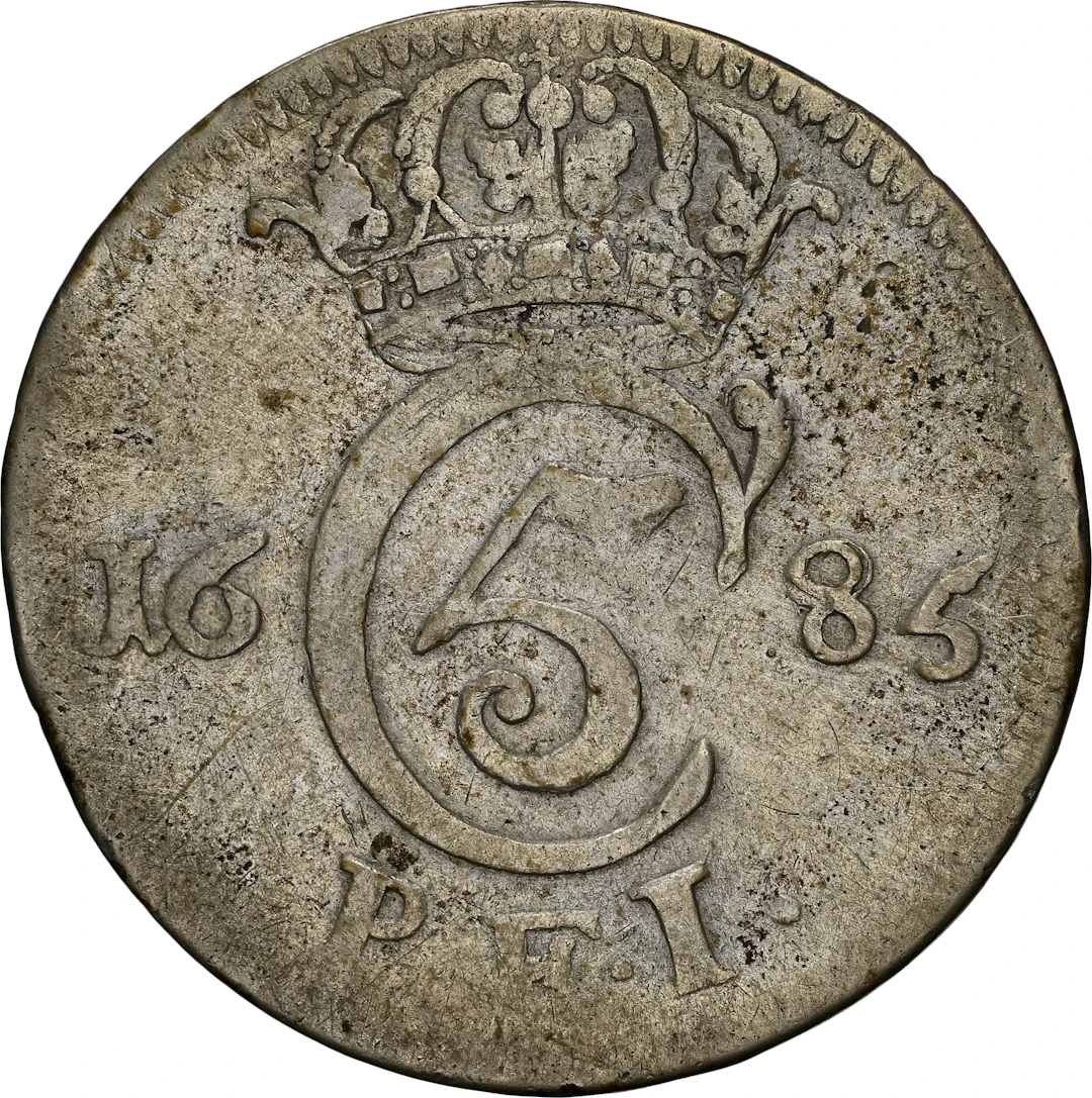NORWAY. 2 Mark, 1685. Christiania Mint. Christian V. NGC VF Details--Cleaned.