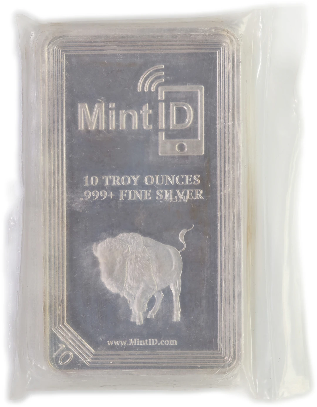 (10 oz, 311.04 g ASW). Mint ID 10 oz Silver Bar.