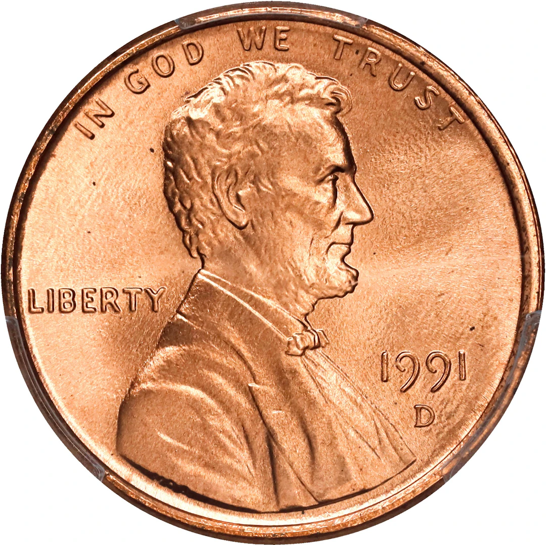 1991-D Lincoln Cent. MS-68 RD (PCGS).
