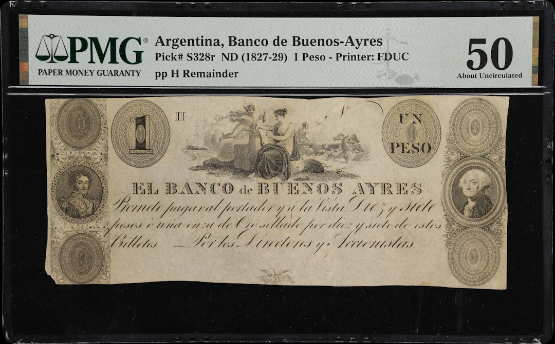 ARGENTINA. Banco de Buenos-Ayres. 1 Peso, ND (1827-29). P-S328r. Remainder.