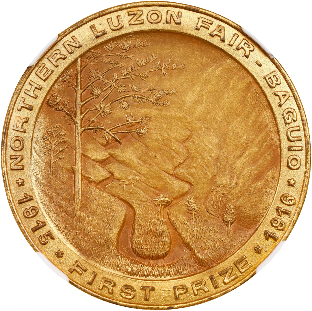 PHILIPPINES. Baguio. Northern Luzon Fair Gilt Brass Medal, 1916. NGC MS-67.