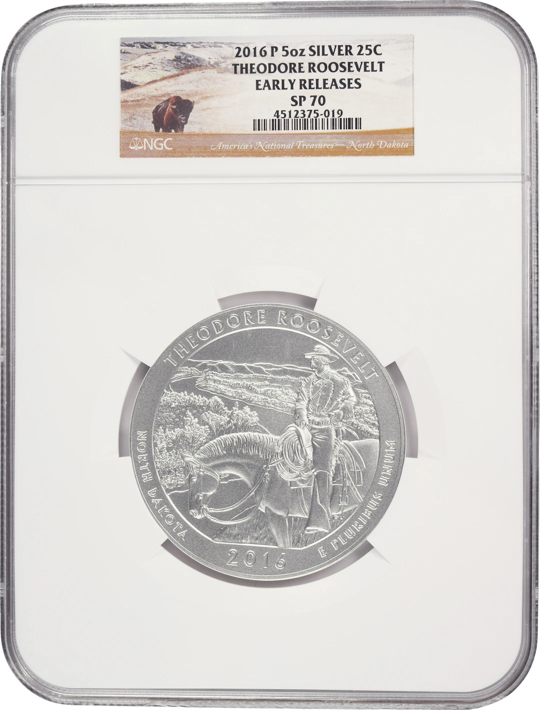 (5 oz, 155.52 g ASW). 2016-P Theodore Roosevelt America the Beautiful
