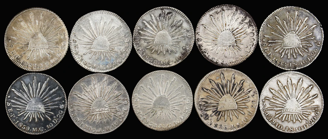 MEXICO. Group of 8 Reales (10 Pieces), 1833-54. San Luis Potosi Mint.