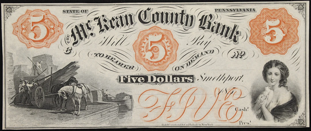 Smethport, Pennsylvania. McKean County Bank. 185x $5. Choice Uncirculated.