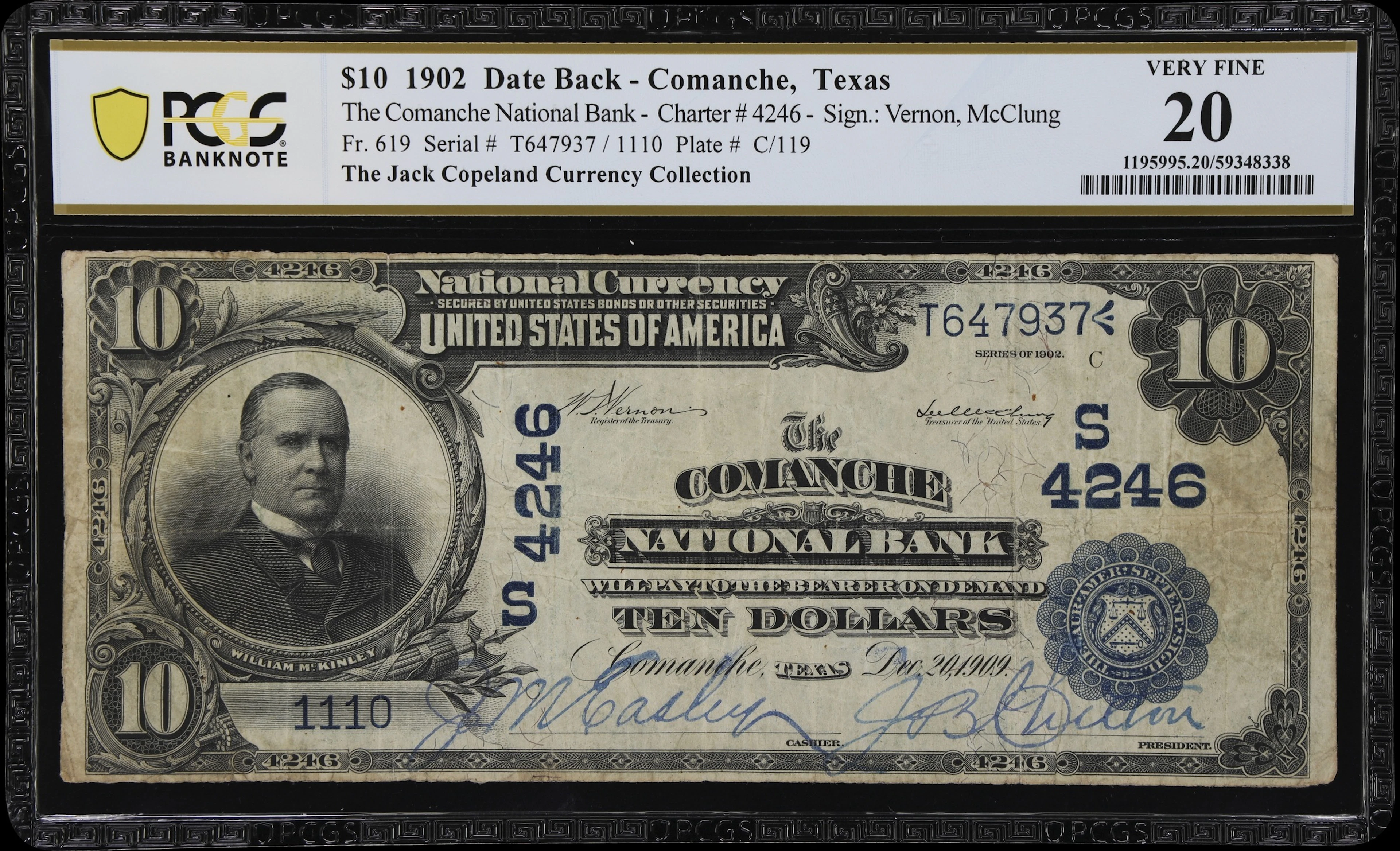 Comanche, Texas. $10 1902 Date Back. Fr. 619. Comanche NB. Charter