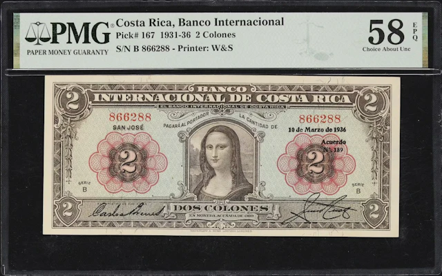 COSTA RICA. Banco Internacional de Costa Rica. 2 Colones, 10.3.1936.