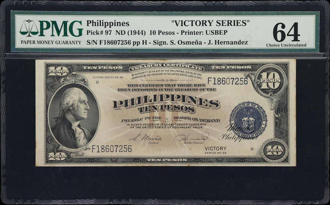 PHILIPPINES. Treasury of the Philippines. 10 Pesos, ND (1944). P-97.