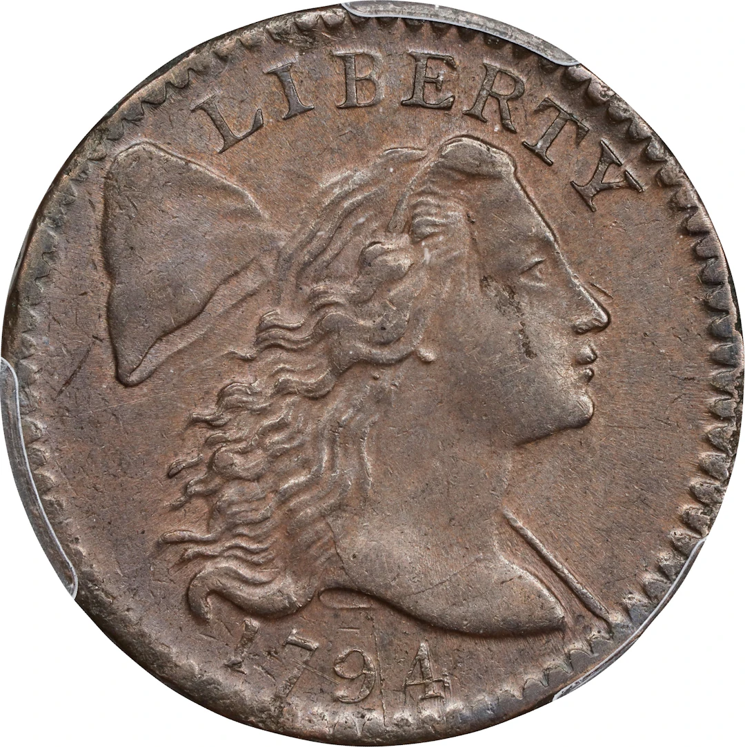 1794 Liberty Cap Cent. S-59, B-57. Rarity-3. Head of 1794. MS-62 BN