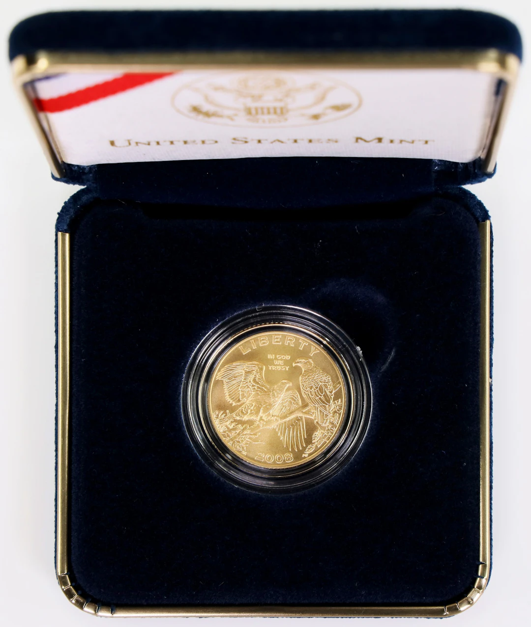 (0.242 oz, 7.527 g AGW). 2008-W Bald Eagle U.S. Commemorative Gold
