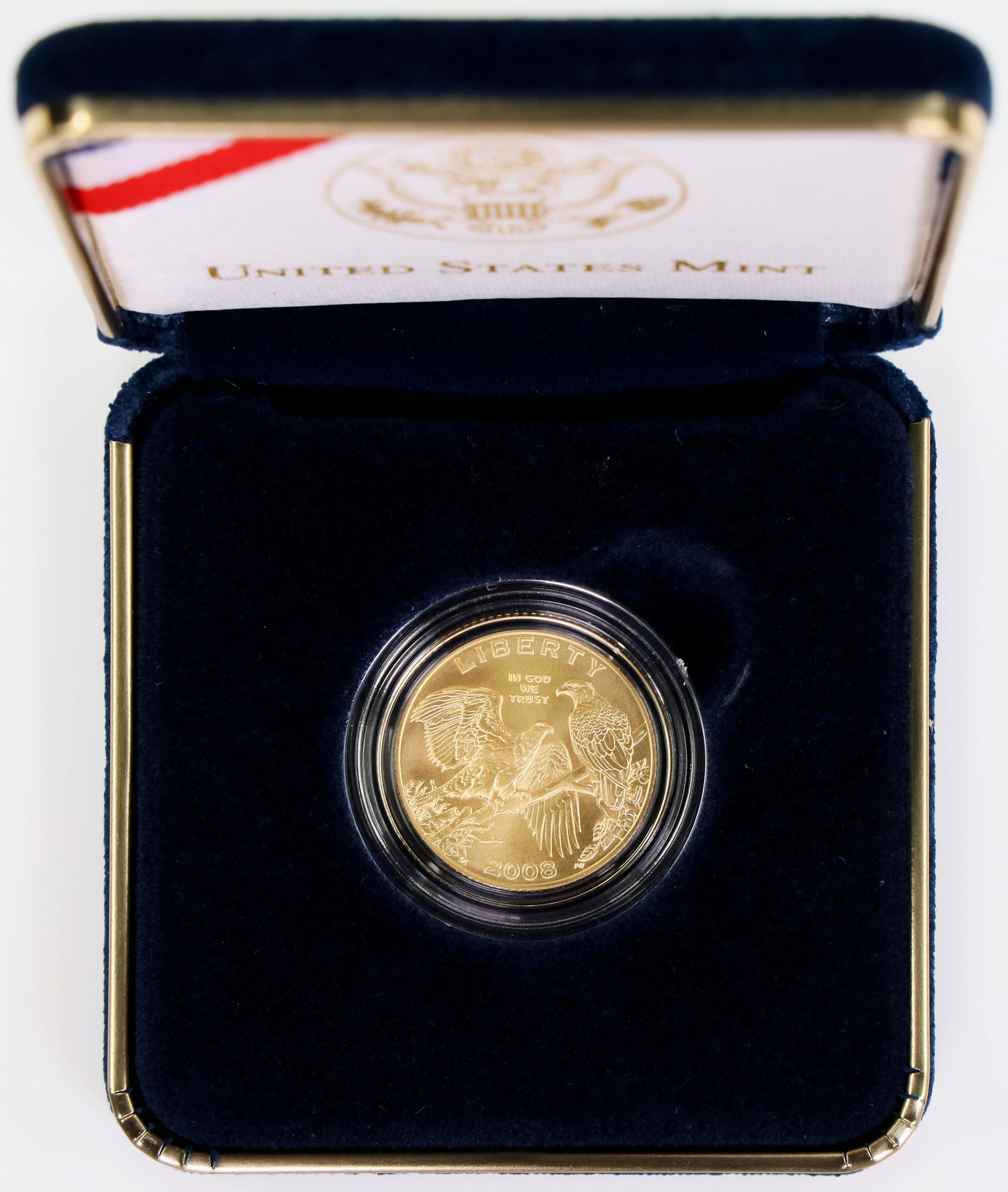 (0.242 oz, 7.527 g AGW). 2008-W Bald Eagle U.S. Commemorative Gold
