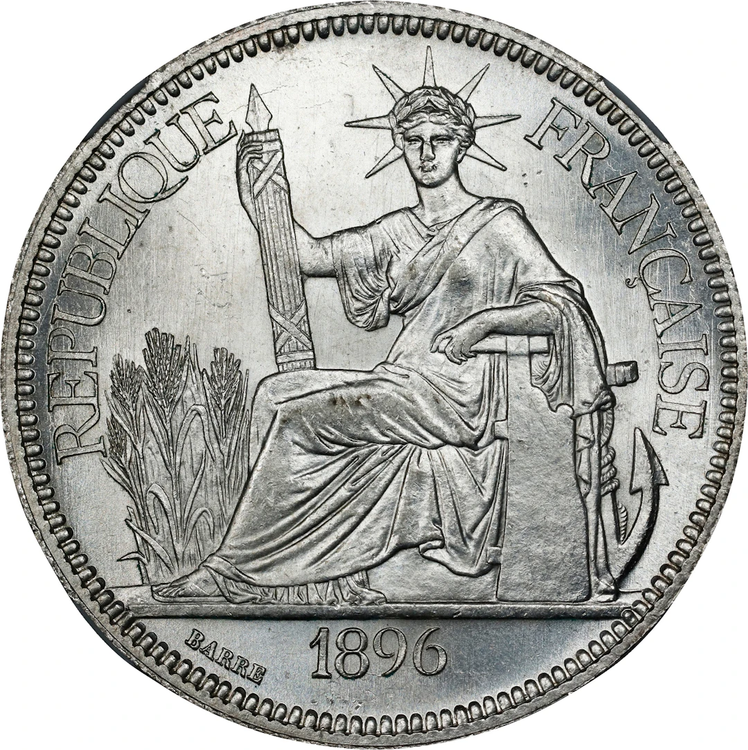 FRENCH INDO-CHINA. Piastre, 1896-A. Paris Mint. NGC MS-64.