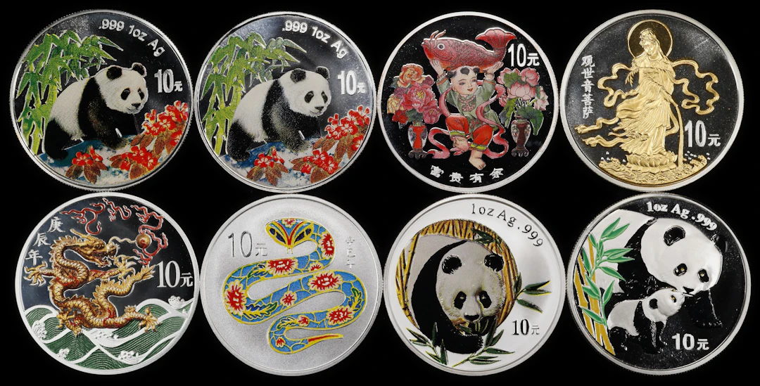 CHINA. Octet of Colorized Silver 10 Yuan (8 Pieces), 1997-2004. Average
