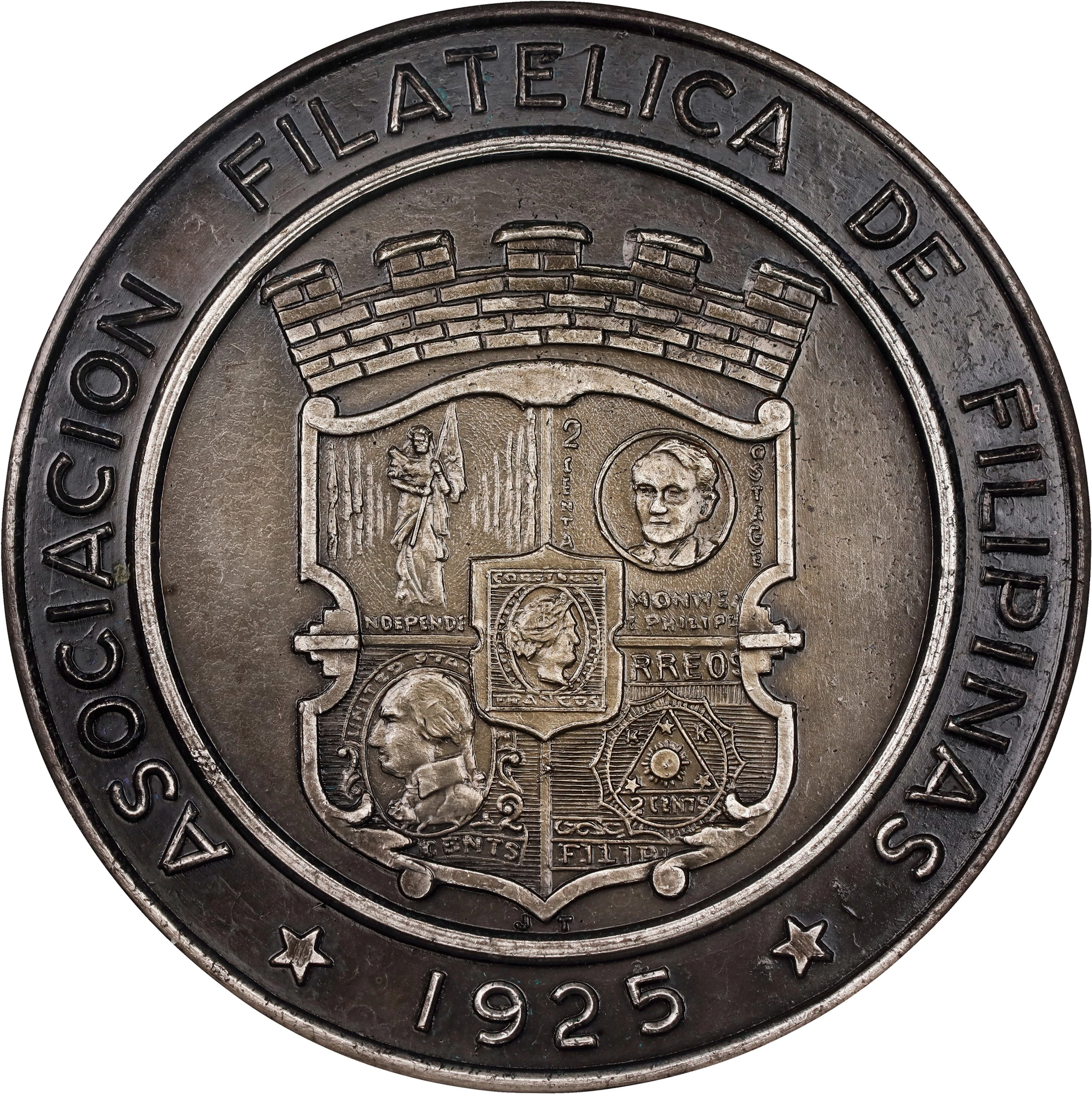 PHILIPPINES. Philatelic Society 40th Anniversary Silvered Bronze Medal