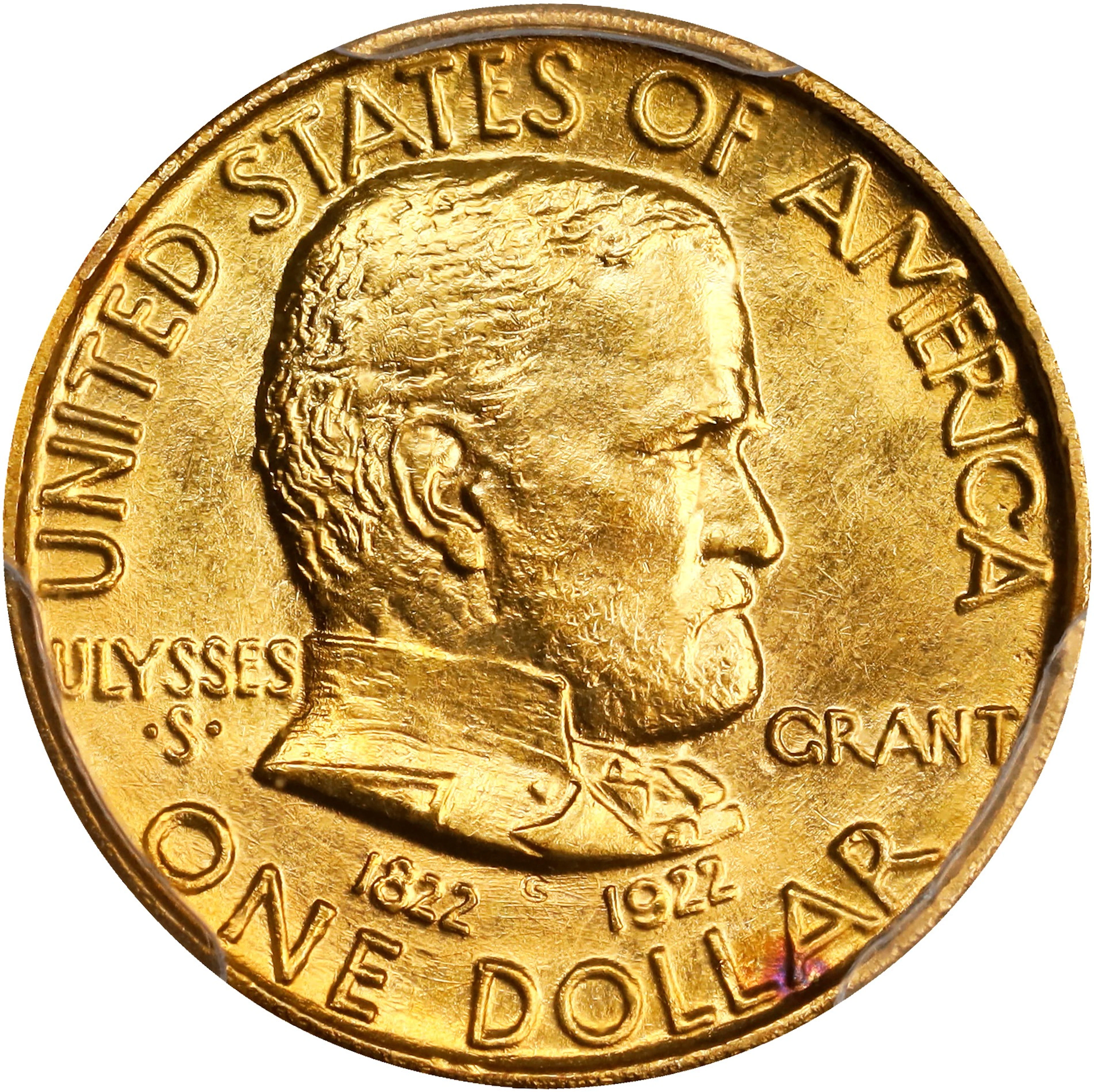 1922 Grant Memorial Gold Dollar. No Star. MS-64 (PCGS).