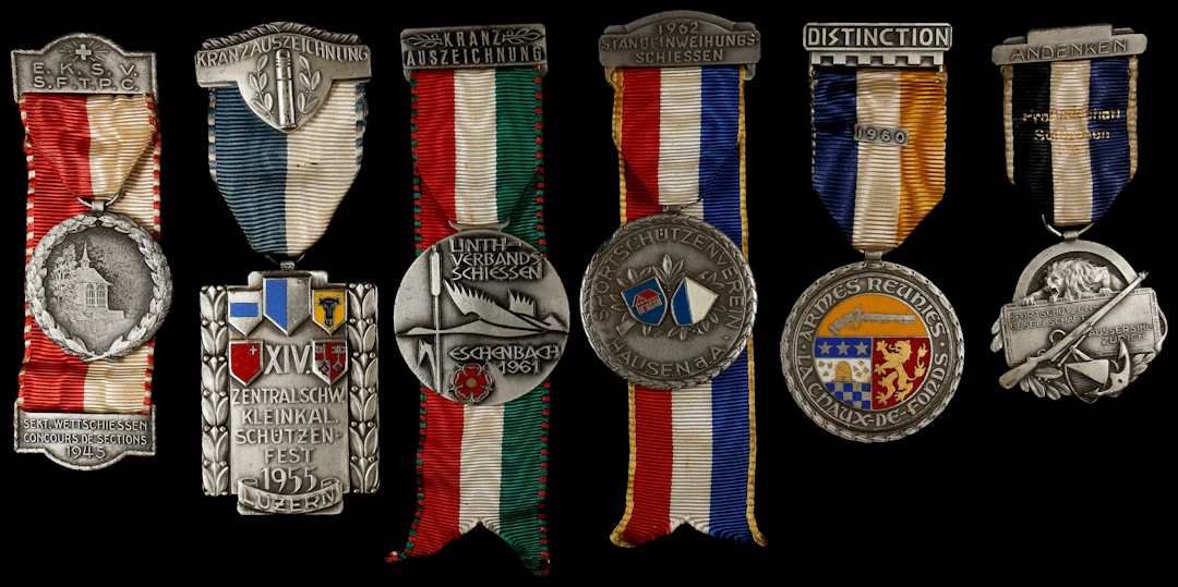 SWITZERLAND. Sextet of Shooting Badges (6 Pieces), 1945-62. Average