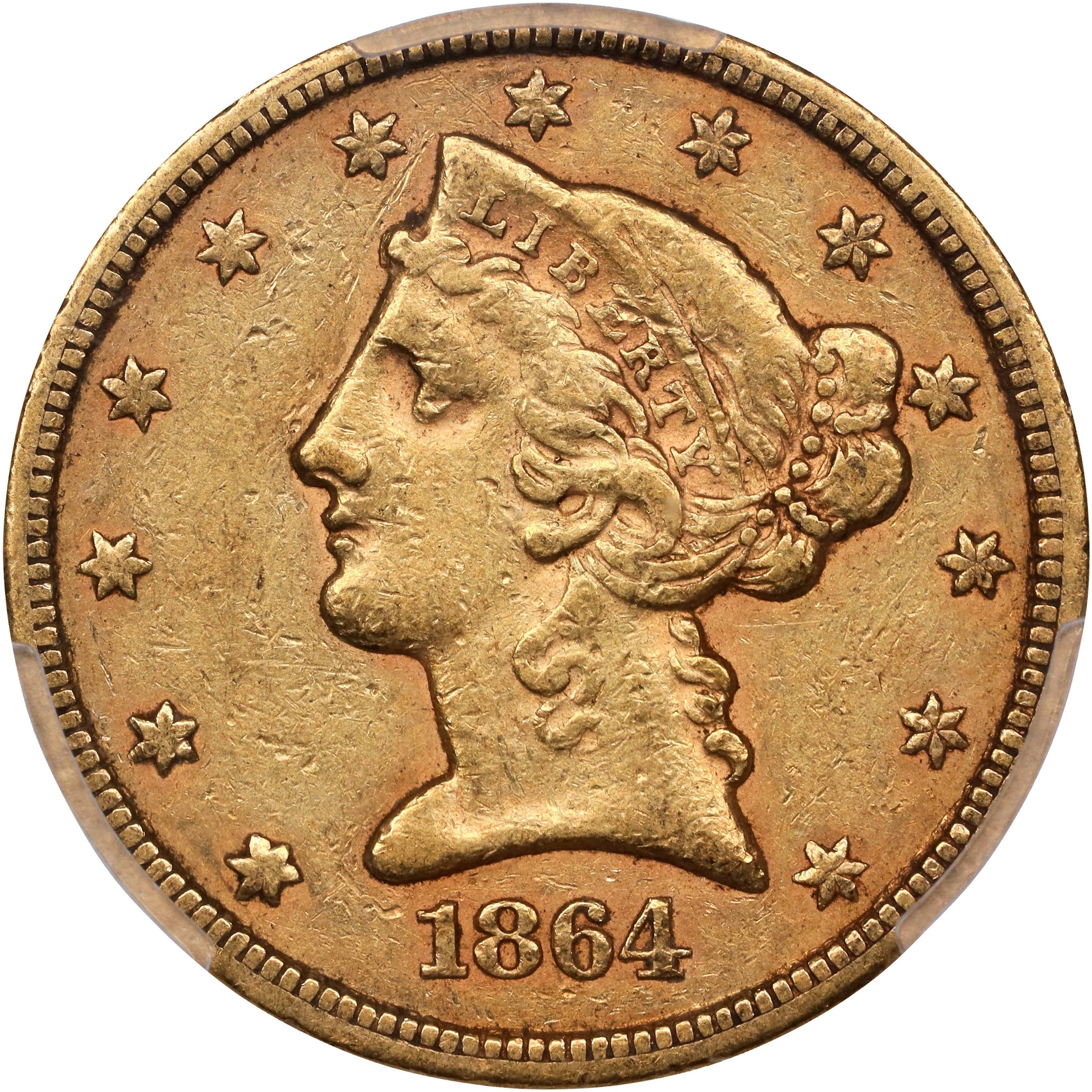 1864-S Liberty Head Half Eagle. EF-45 (PCGS). CAC. CMQ.