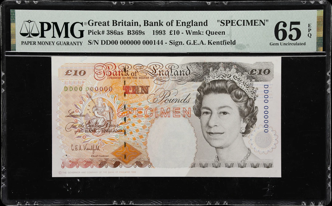 GREAT BRITAIN. Bank of England. 10 Pounds, 1993. P-386as. B369s. Specimen.