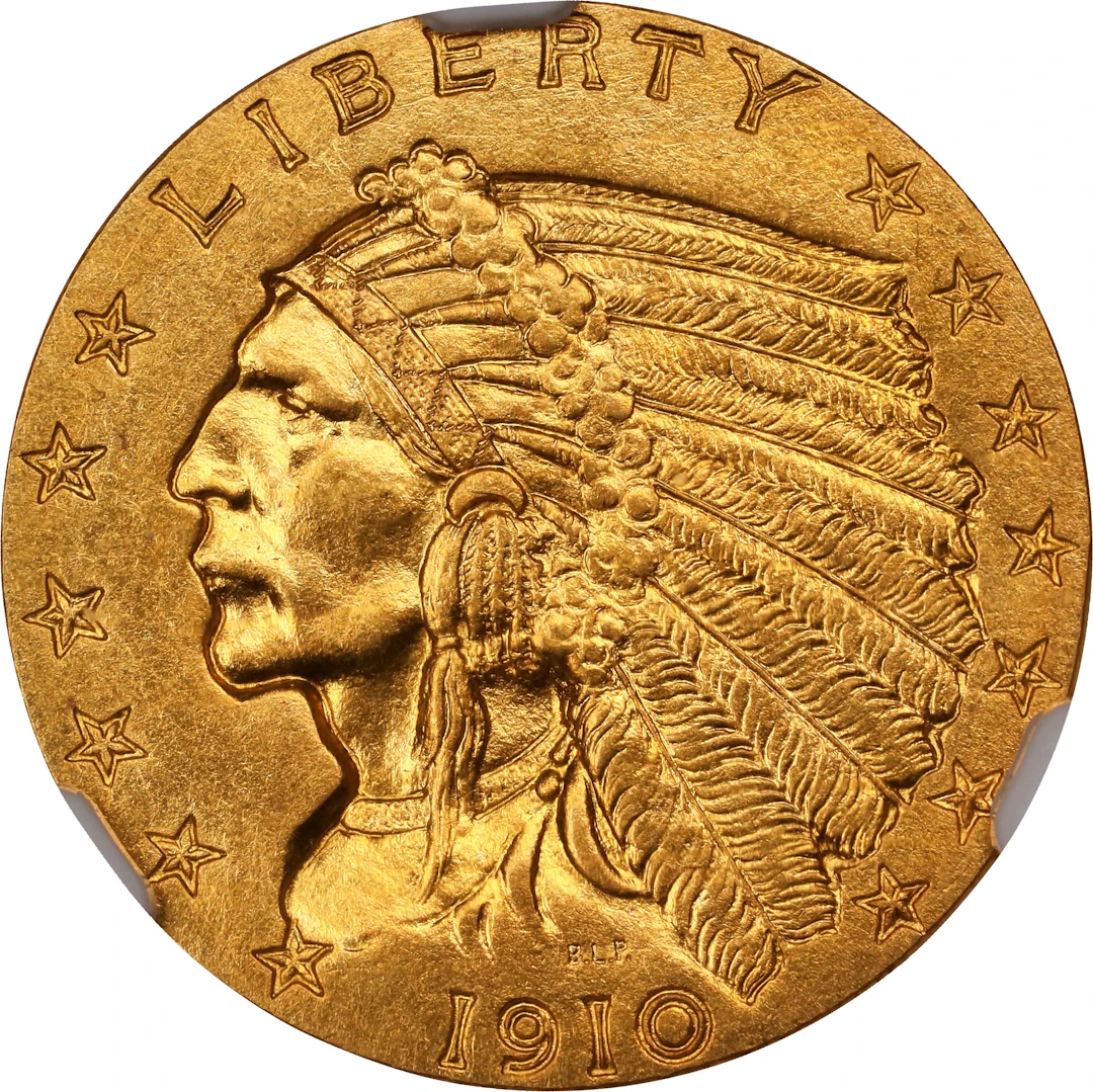 1910 Indian Quarter Eagle. JD-1. Rarity-4. Proof-66 (NGC).
