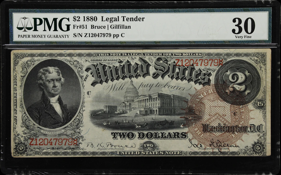 Fr. 51. 1880 $2 Legal Tender Note. PMG Very Fine 30.