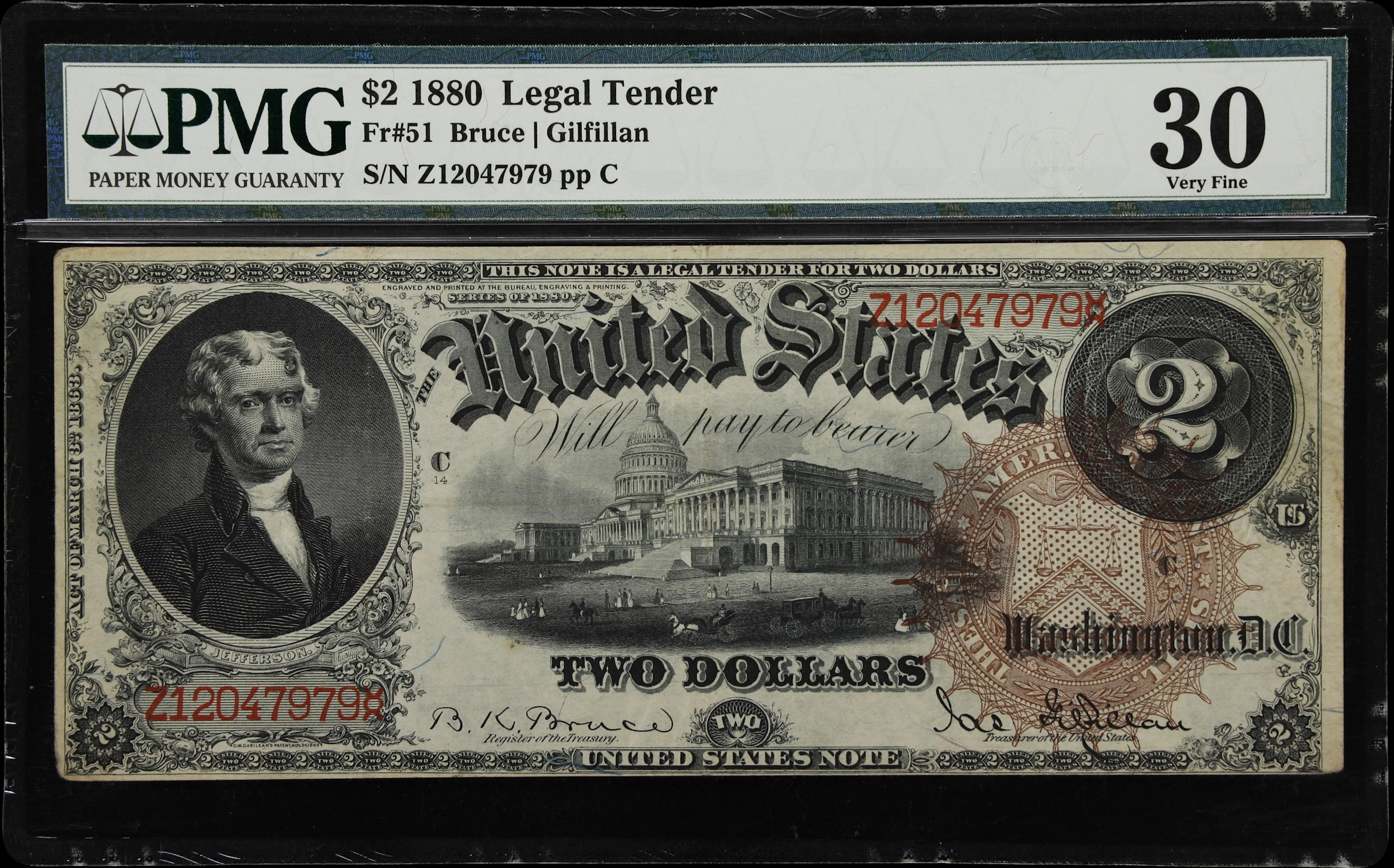 Fr. 51. 1880 $2 Legal Tender Note. PMG Very Fine 30.