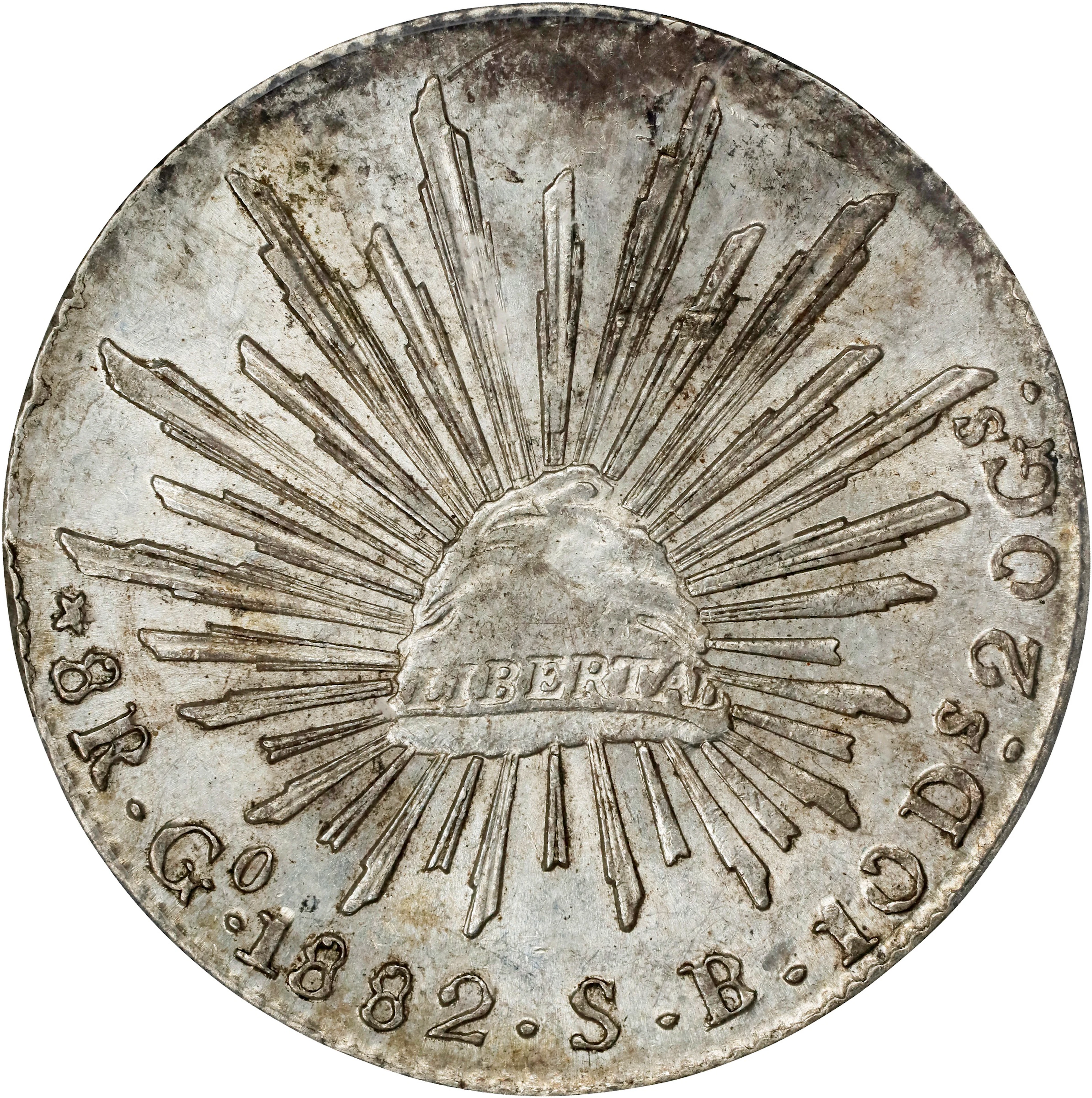 MEXICO. 8 Reales, 1882-Go SB. Guanajuato Mint. PCGS MS-62.