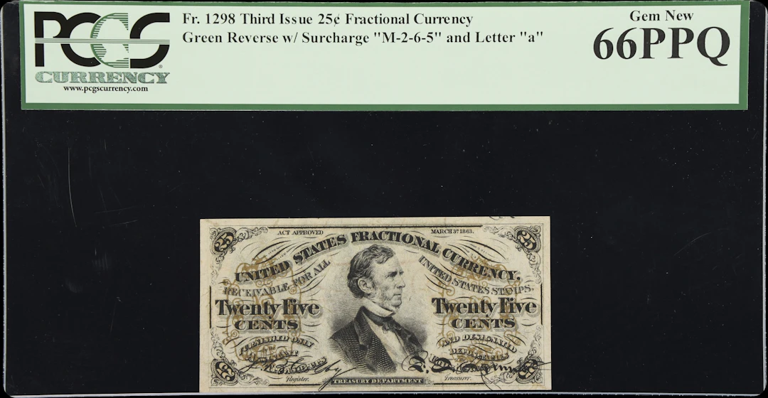 Fr. 1298. 25 Cents. Third Issue. PCGS Currency Gem New 66 PPQ.