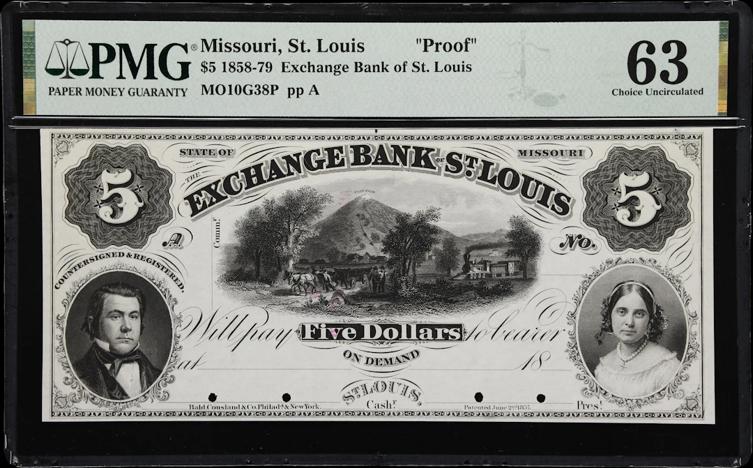 St. Louis, Missouri. Exchange Bank of St. Louis. 18xx $5. PMG Choice