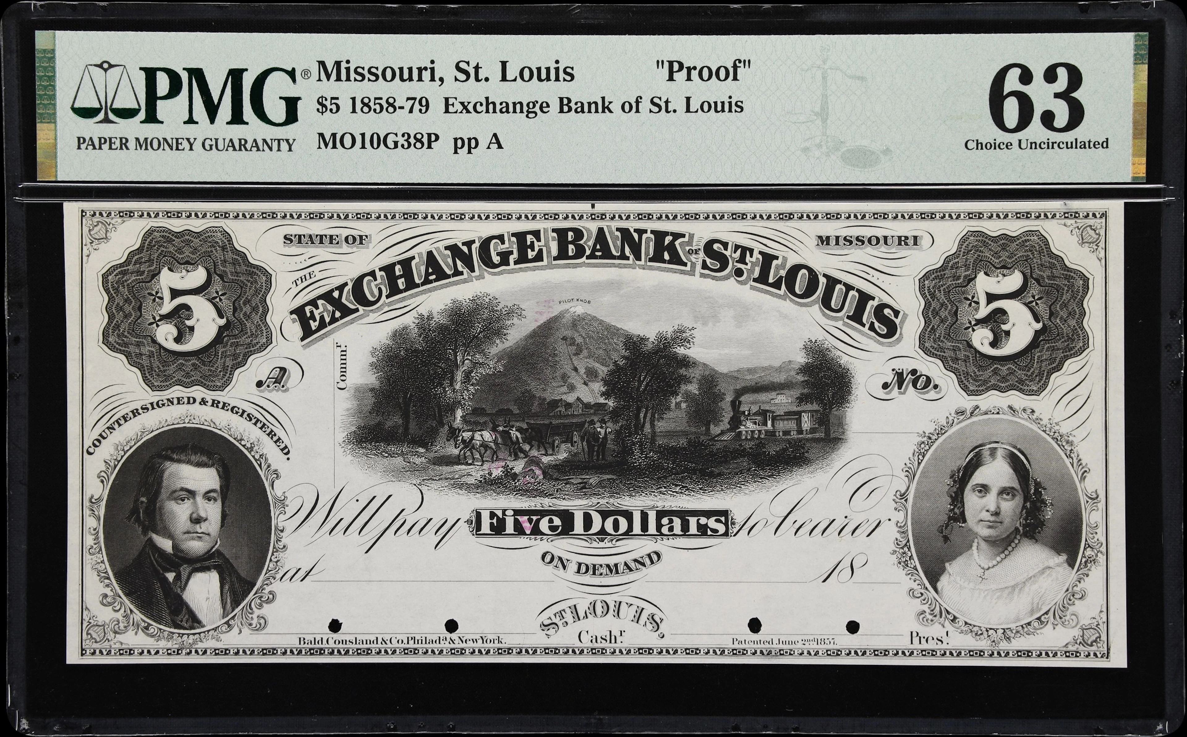 St. Louis, Missouri. Exchange Bank of St. Louis. 18xx $5. PMG Choice