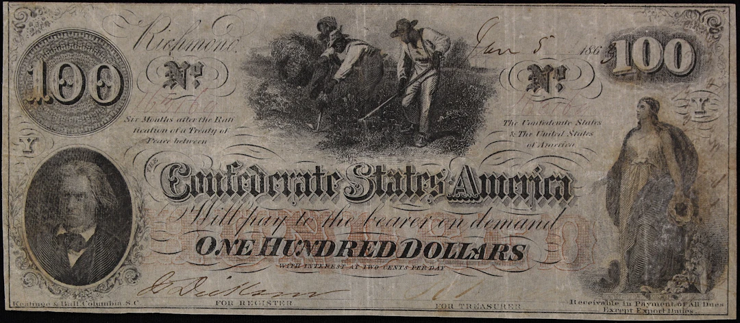 T-41. Confederate Currency. 1863 $100. Very Fine.