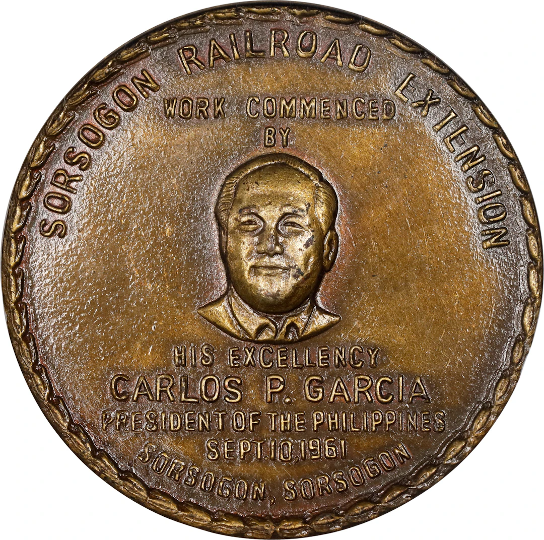 PHILIPPINES. Sorsogon Railroad Bronze Medal, 1961. NGC MS-63 Brown.