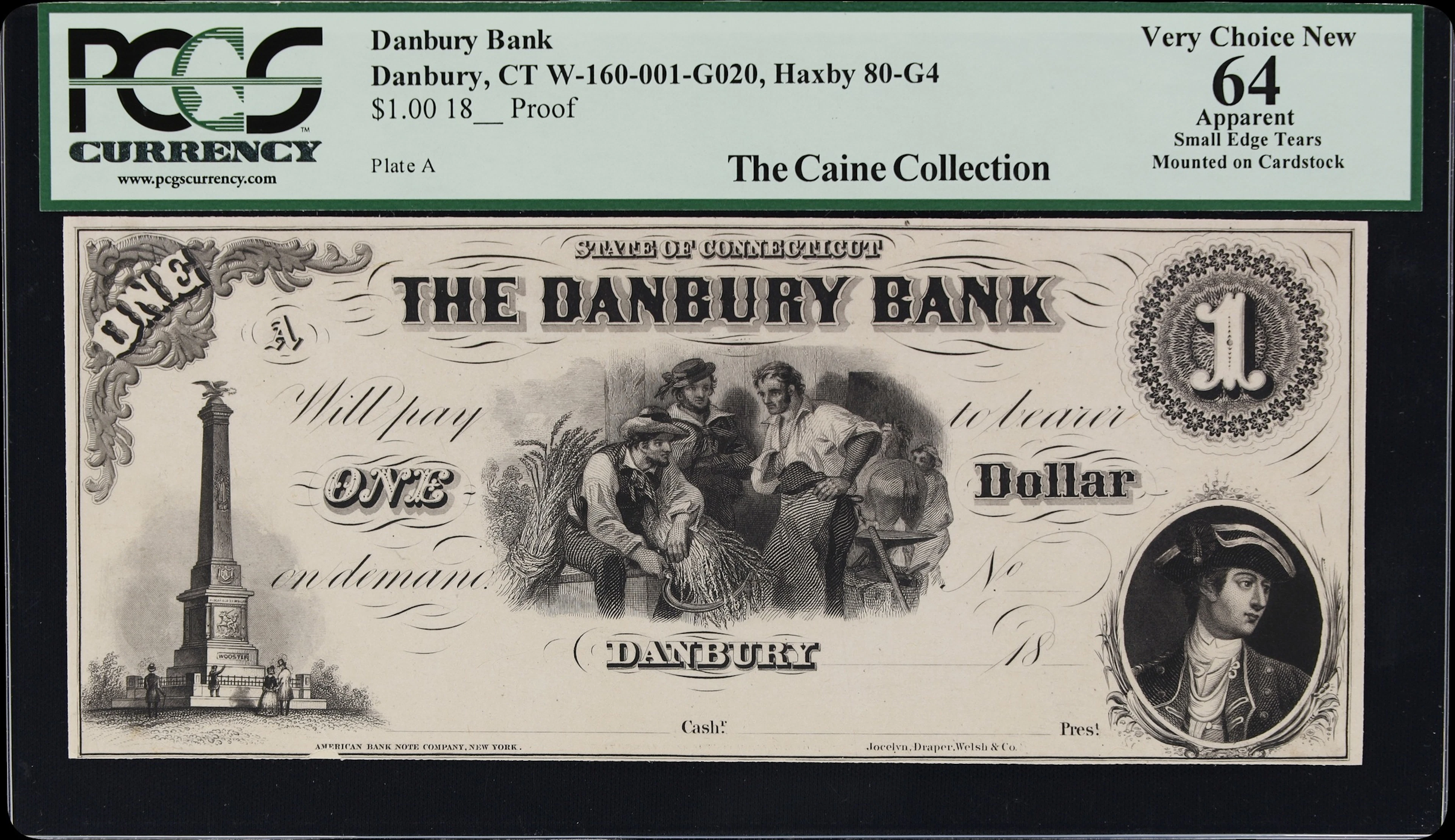 Danbury, Connecticut. Danbury Bank. 18xx $1. PCGS Currency Very Choice