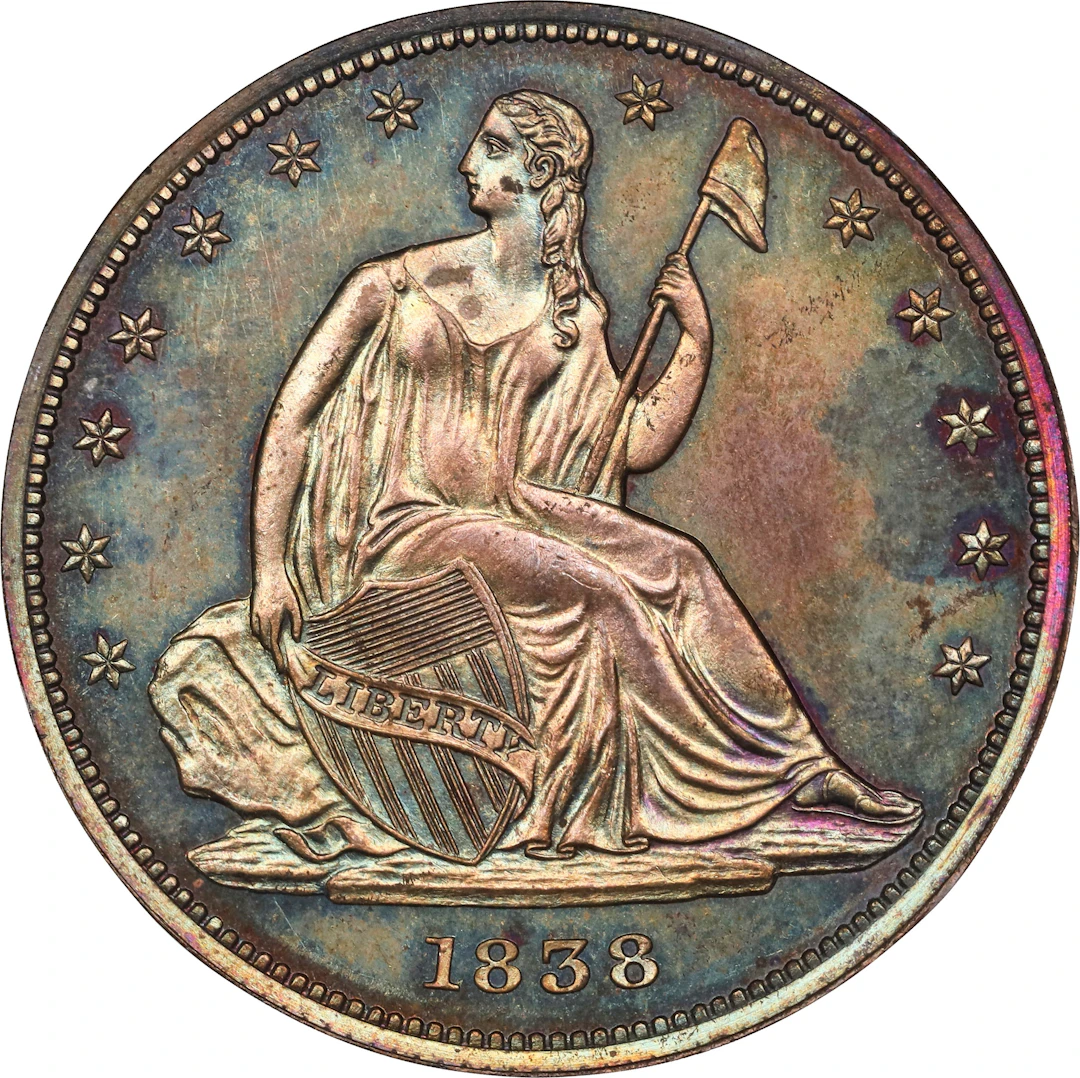 1838 Pattern Liberty Seated Half Dollar. Restrike. Judd-77, Pollock-85.