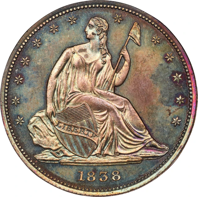 1838 Pattern Liberty Seated Half Dollar. Restrike. Judd-77, Pollock-85.