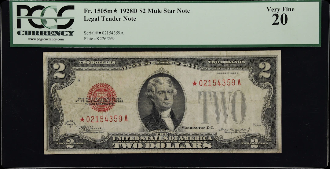 Fr. 1505m*. 1928D $2 Legal Tender Star Note. Mule. PCGS Currency Very Fine 20.